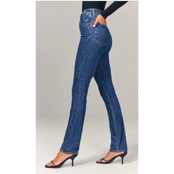 Abercrombie Ultra High Rise 90s Slim Straight Jeans Womens Size 32 / 14 New - Picture 3 of 13